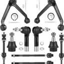 2WD Front Upper Control Arm with Ball Joint Fit for Dodge Ram 1500 2002 2003 2004 2005 Suspension Kit with Tie Rod Ends Sway Bar End Links Lower Ball Joints -10pcs