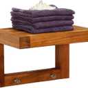 AquaTeak 12" Moa Teak Flat Wall Shelf with Hooks