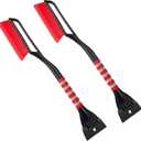 FOVAL 27" Snow Brush with Wider Ice Scraper (4.73" Width)(2 Pack), Snow Removal Car Brush with Comfortable Foam Grip for Cars, Trucks, SUVs, Windshield (Heavy Duty ABS, PVC Brush) (Red)