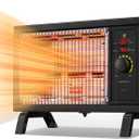 Radiant Heater,Space Heater with Two Heat Settings,Portable Electric Heater for Indoor Use, Portable Indoor Heater with Handle,1250W/1500W (BLACK)