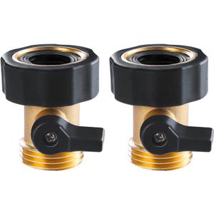 Twinkle Star Heavy Duty Brass Shut Off Valve Garden Hose Connector, Set of 2, TWIS3001