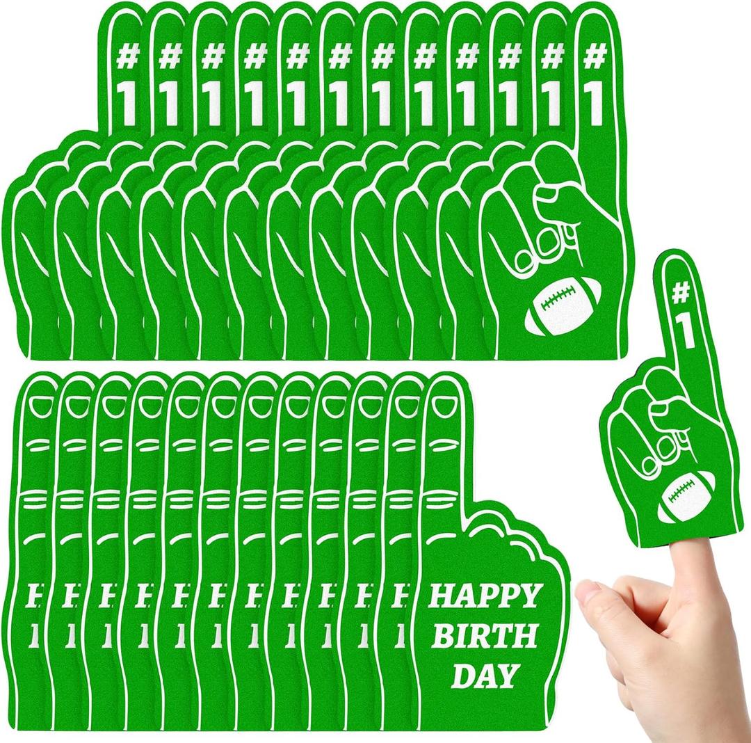 Foilswirl 24 Pack Foam Finger Cheerleading Foam Hand Sports Themed Party Favors for Celebration Events School Birthday Sporting Party Decoration (Football)