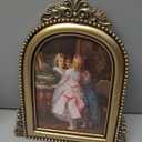 5x7 Ornate Arched Picture Frames,Vintage Gold Hand-Crafted Resin Photo Frame with Easel for Tabletop & Wall