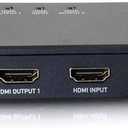 Legrand - C2G 2 Port HDMI Splitter, 4K UHD Signal Splitter, Black HDMI Splitter with Input to Output Splitter, 1 Count, C2G 41057