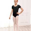 Stelle Leotard for Girls Black Ballet Dance Leotard Gymnastics Outfits with Bow Back (Toddler/Little/Big Kids) (6-7 Years)