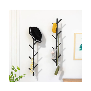 Modern Heavy Duty Coat Hanger Set of 2 - Wall Mount Hat Rack for Cowboy Hats, Baseball Caps & Jackets - Black Metal Coat Stand
