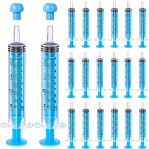 TrelaCo 20 Pack 10ml Oral Syringes with Cap for Liquid Plastic Syringe Without Needle Colored Measuring Dispensing Tools Individually Sealed for Pets Feeding(Blue)