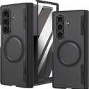 Ruky for Z-Fold 7 Case, [Compatible with MagSafe] with Built-in Screen Protector & Hinge Protection, Protective Translucent Hard Magnetic Magnet Phone Case for Samsung Galaxy Z Fold 7, Black