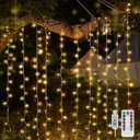 suddus Curtain Lights for Bedroom, 200 Led Hanging String Light Outdoor, Fairy Curtain Lights Indoor for Christmas, Dorm, Wall, Backdrop, Window, Wedding, Party, Birthday Decor, Warm White