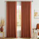 Fall Burnt Orange Curtains Blackout 102 Inches Long 2 Panels Set,Terracotta Autumn Color Decor Retro for Living Room/Bedroom Antique Copper Rust Boho 70s Window Pleated Linen Drapes (W50"xL102")