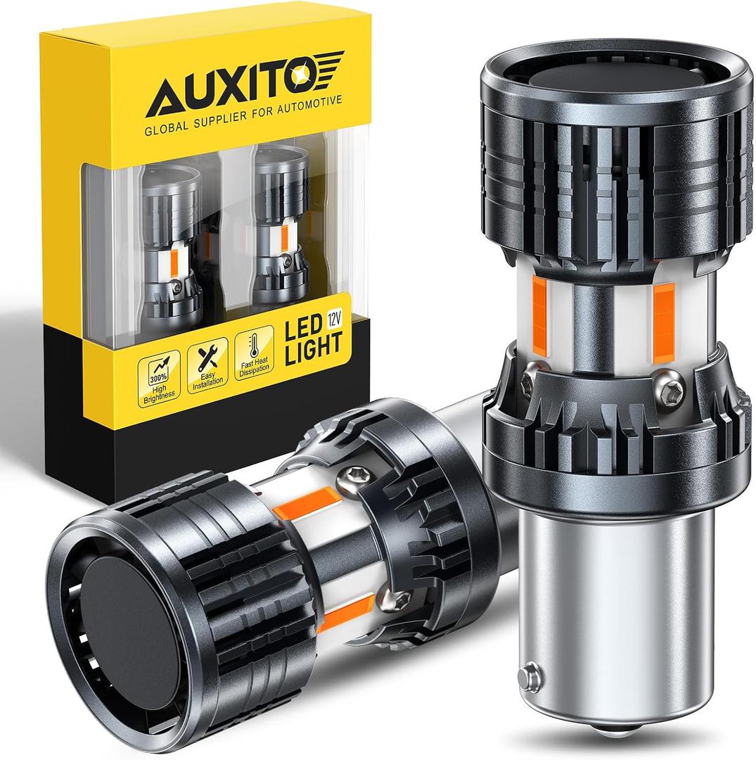 AUXITO CANBUS 1156 LED Bulbs Amber Yellow with Built-in Resistor 7506 1003 1141 BA15S P21W Anti Hyper Flash Error Free Turn Signal Lights Blinker Parking Lights, Pack of 2