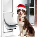 [Petoasis] Dog Door for Sliding Glass Door,Upgrade Magnetic 3 Flap Extreme Weather Doggy Door,Fit 76-3/8" ~ 80-5/8" Sliding Door Dog Door Insert,Large Doggie Door for Sliding Door(L)