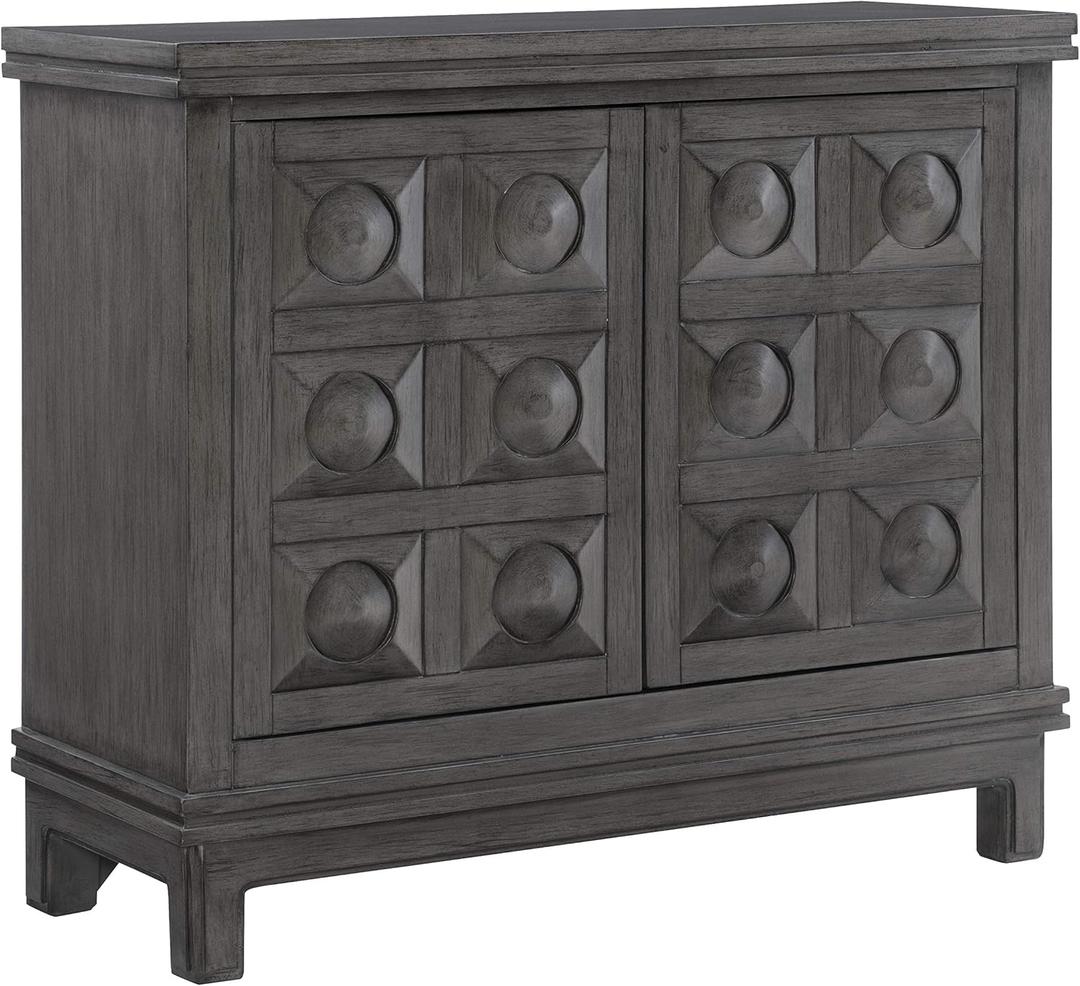 Powell Maizee Grey Storage Cabinet with Sculptuted Details and Hidden Interior Storage Fully Assembled
