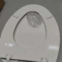 Mayfair Linden Slow Close Toilet Seat, Non Slip Heavy Duty Wood, Easy Install, Elongated, White
