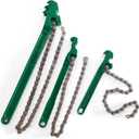 3 Pcs Heavy Duty Chain Wrench, 9 Inch 12 Inch 16 Inch Adjustable Oil Filter Chain Wrench Fits 1.5 Inch to 8 Inch Diameter for Pipe Car Repair (Green)