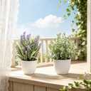 2 Pack Small Fake Plants, Artificial Lavender Plants for Spring and Summer Decor, Faux Plants Indoor for Bathroom, Office, Table, Shelf and Home Decor