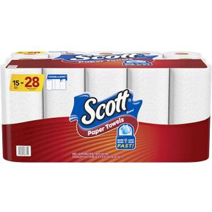 Scott Paper Towels, Choose-A-Sheet - 30 Mega Rolls = 56 Regular Rolls (102 Sheets Per Roll), 15 Count (Pack of 2) (White)