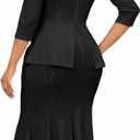 Elegant Church Dress for Women Midi Dresses Work Wear Vintage Pencil Dress for Business Casual Outfits (Black, XL)