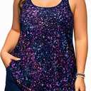 Plus Size Tankini Swimsuits - Women Two Piece Tankini Top with Shorts Flowy Swimsuit 2025 Bathing Suits, 28W