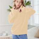 Girl's Bow Camo Graphic Hoodies Long Sleeve Hooded Sweatshirt Preppy Cute Pullover Tops (Apricot)