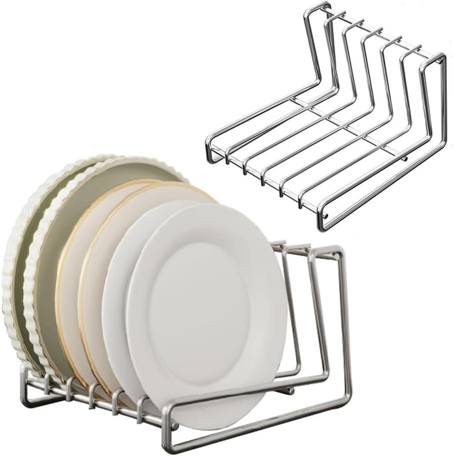Dish Plate 6-Tier Draining Rack Storage Drainboard Kitchen Drying Rack Drainer Stand Multifunctional Cabinet Organizer Plate Organizer for Cabinet Space Saver SUS304 Stainless Steel (6-Tier)