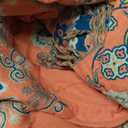 Throw Blanket for Couch Bed Chair,100% Cotton Soft Lightweight Blanket Rustic Quilt -Orange Floral Printed Farmhouse Decor Bed All Season Blankets,90"x98"