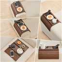 GEHE Bamboo Sofa Arm Tray, Foldable Couch Arm Tray Side Table, Anti-Falling Armrest Tables Cup Holder for Snacks, Drinks, Beers, Phone, Control, Flexible and Portable, Anti-Slip Bottom