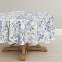 Horaldaily Chinoiserie Tablecloth 70x70 Inch Round, Seasonal Modern Peacock Flower Pompon Fall Washable Seasonal Table Cover for Party Picnic Dinner Decor