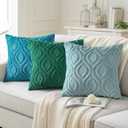 decorUhome Summer Throw Pillow Covers 20x20 Inch Set of 2, Soft Plush Faux Wool Aqua Solid Couch Pillow Covers, Accent Farmhouse Neutral Square Pillow Cases for Sofa Bed Living Room