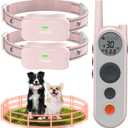 Htcuto Wireless Dog Fence System for 2 Dogs 856 Acre Electric Fence for Dogs Training Collar with Remote 2 in 1 Waterproof No Wire Boundary Rechargeable Pet Containment Large Medium Dog with 2 Collars