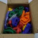 25 Pcs Colourful Pig Nose Shape Rock Climbing Holds with Blue & Green Auxiliary Handles, Indoor Outdoor Playground Wooden Play Set Build Exercise Toy Accessory - Mounting Hardware Kit Included