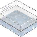 GRAHAM DESIGN 10x12 Rectangular Scalloped Acrylic Tray with Handles & Magnetic Mat – Clear Decorative Serving Tray, Vanity Organizer & Photo Display, Anti-Slip Coffee Table Decor Gift