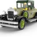 Vintage Classic Car Model Building Set with Light for Adults Boys Girls (1297 PCS), Antique Cars Model Home Office Collection, Retro Classic Car Building Toy