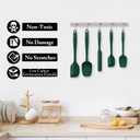 HOTEC 600 Heat Resistant BPA-Free Silicone Rubber Spatula Set,Kitchen Cooking Spatulas, Baking, Mixing for Non Stick Cookware, Dishwasher Safe, Dark Green Set of 5