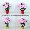 Rikyo 2- Bouquet Artificial Poinsettia Flowers 19 inch Silk Bushes Christmas Flowers Ornaments 7 Stem Heads Velvet Poinsettia Floral with Stem Leaf for Party Home Holiday Decor (Pink)