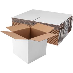 Hoikwo 8x8x8 Shipping Boxes Set of 25, White Corrugated Cardboard Box for Small Business for Packaging Mailing