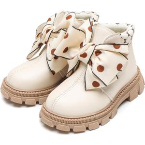 Komfyea Boys And Girls Lace Up Zipper Outdoor Ankle Boots(Toddler/Little Kids) (White31)