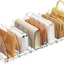 SPACEKEEPER Adjustable Shelf Divider for Closet, Clear Purse Organizers for Closet Acrylic Handbag Separators Storage Organizer Bookshelf Separator Dividers in Bedroom, Office