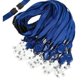 Windyun 12 Pcs Breakaway Lanyard with Safety ID Bulk Retractable Lanyards Flat Neck Straps (Blue)