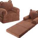 MOMCAYWEX Kids Sofa, Sherpa Couch with Tri-Layer Foam Cushions, Comfy Seating for Kids Age 18 Months and Up, Brown (Small)