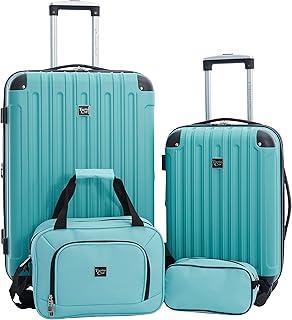 Travelers Club Midtown Hardside Luggage Travel, Emerald, 4-Piece Set, 26"/20"/15"/10"
