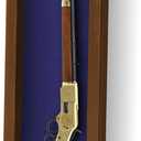 Gun Display Case - Lockable Rifle Display Case - Gun Cabinets for Rifles & Shotguns - Sword Wall Mount, Gun Wall Mount Display Case w/Acrylic Door (Walnut - Blue Felt)