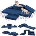 Elftopia Foam Climbing Blocks with Ball Pit & Stairs for Toddlers Aged 1-3 -Soft Playset for Indoor Crawling, Foam Playground Set for Baby to Active Playing Inside -(Balls NOT Included),Navy, 27.56 x 17.71 x 9.84 inches