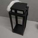 12.4" Black Metal Modern Candle Lantern Decorative Hurricane Lantern for Indoor & Outdoor Use, Ideal for Table, Black Lantern for Mantle, Halloween, Christmas, and Wedding Decor (No Glass Panel)
