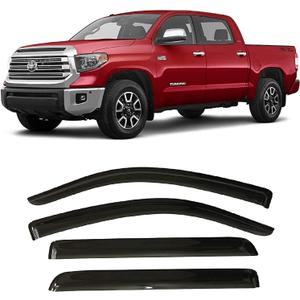2007-2021 Tape-On Rain Guards for Toyota Tundra CrewMax Side Window Visor Deflectors Extra Thick Vent Shades