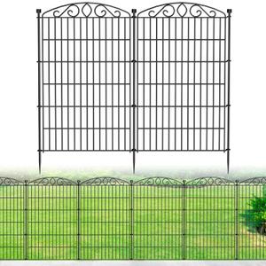 12 Panel No Dig Decorative Garden Fence - 42in H x 26.5 ft L, Tall Animal Barrier for Dogs Rabbits, Rustproof Metal Wire Panels for Yard, Patio, and Outdoor Border Use