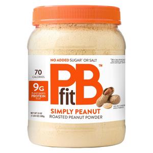 PBfit 24 Ounce Simply Peanut Powdered Peanut Powder, No Added Sugar or Salt, Non-GMO, Plant-Based, Gluten-Free Protein Powder, 9g of Protein 9% DV (EXP 04/21/26)