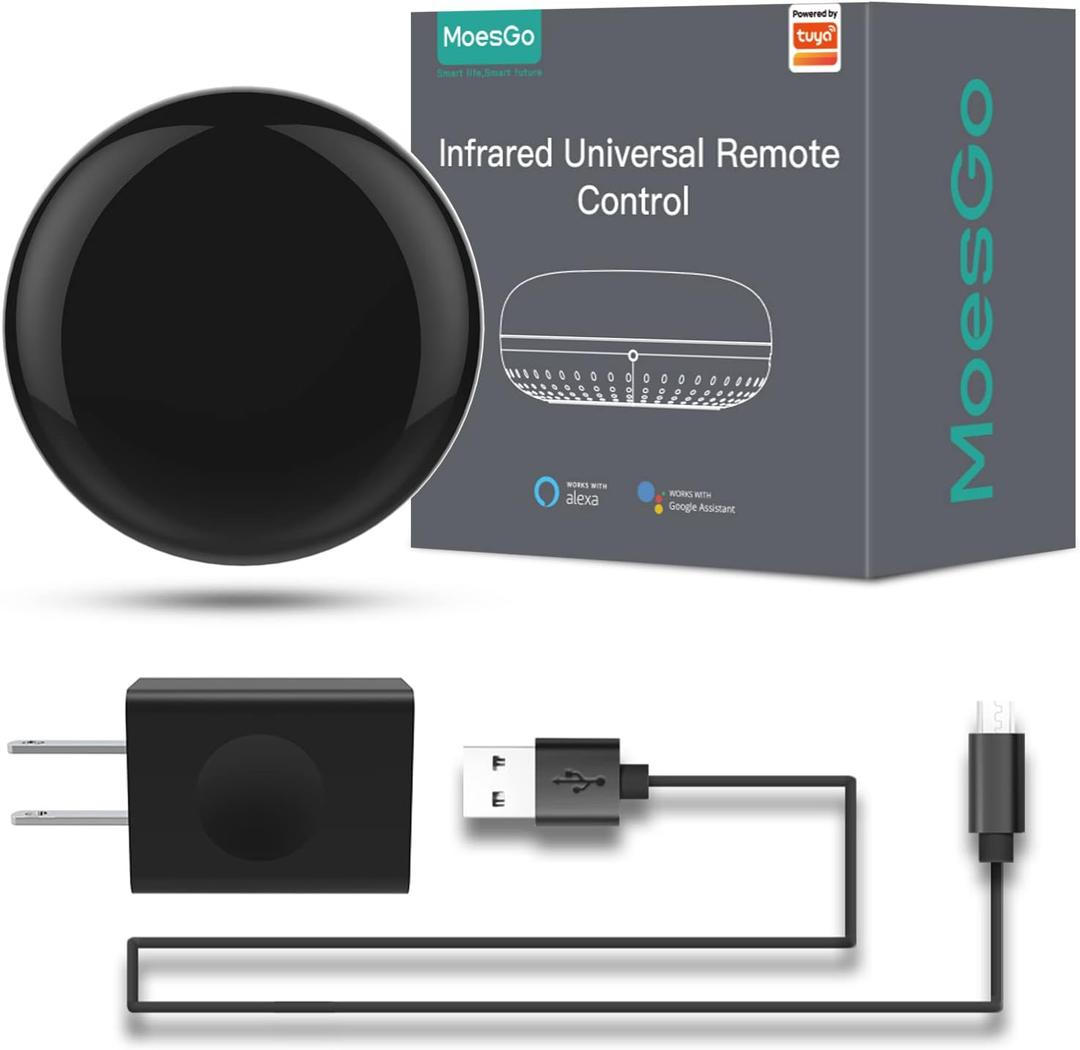 MoesGo WiFi IR Control Hub for Smart Appliances via Voice and Smart Life/Tuya App, Compatible with Amazon Echo and Google Home