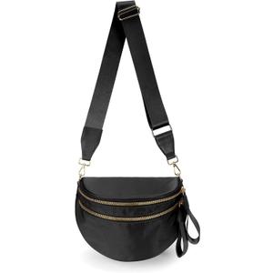 Pure Colour Crossbody Bag Bum Bag for Women,Spacious Purse Fanny Packs Belt Bag,Oversized Bum Bag (Colour Bum Bag-Black)