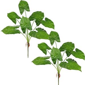 Hollyone 2PCS Artificial Calla Lily Leaves Plants 26.8" Fake Tropical Alocasia Bush Tree Large Faux Greenery Stem Shrubs for Indoor Outdoor Home Garden Arrangement Jungle Safari Wedding Party Decor